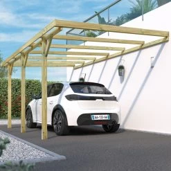 Carport Adossé 1 Voiture HENRI En Pin Traité Autoclave 15,77m² - Forest Style