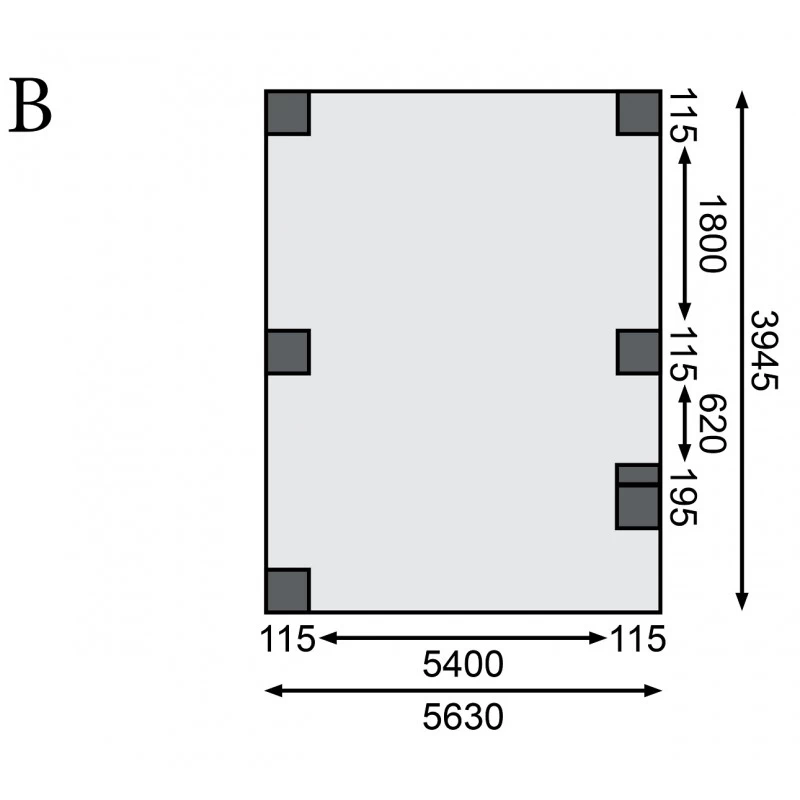 Carport Double En Bois Autoclave 28,3m² Avec Poteau En Arc Et Toit En PVC Gris – KARIBU – Image 4