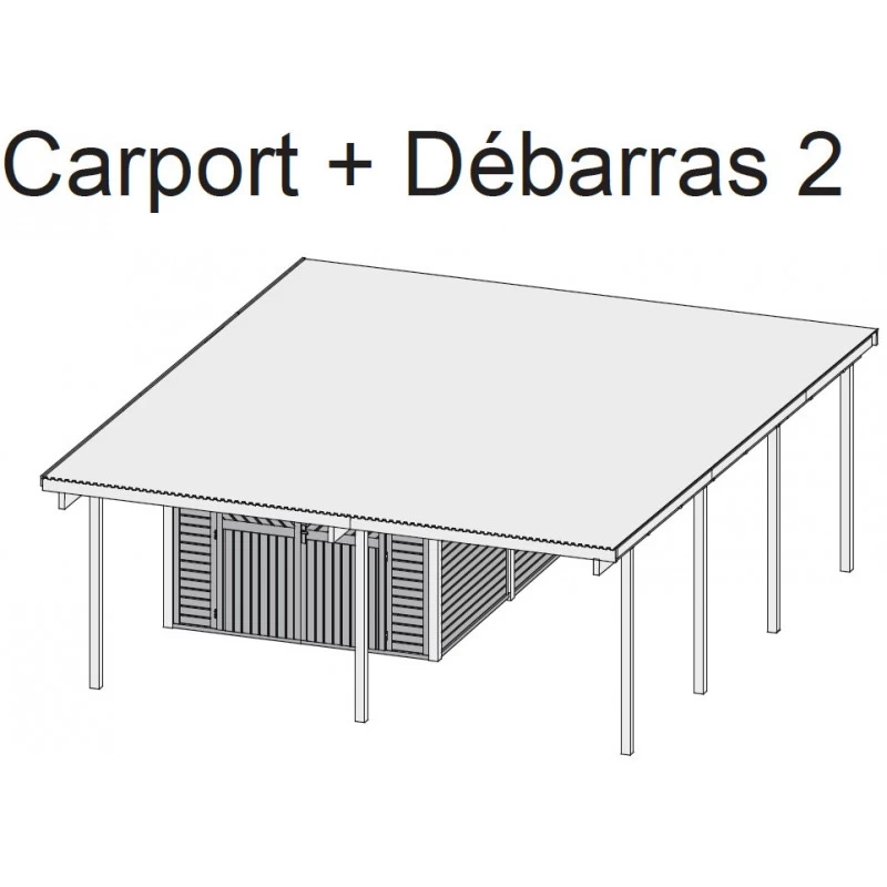 Carport En Bois Autoclave 30,35m² Avec Débarras 9m² - Karibu – Image 3