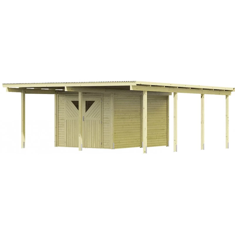 Carport En Bois Autoclave 30,35m² Avec Débarras 9m² - Karibu – Image 4