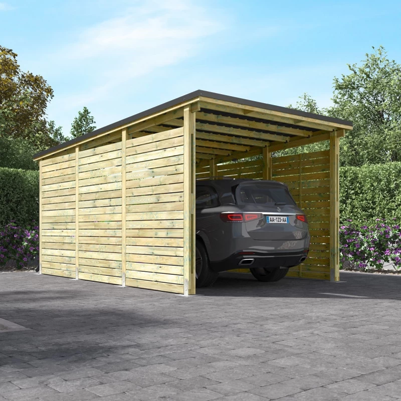 Carport Simple En Bois Autoclave 19,6m² + Toit En Acier César – Forest Style – Image 2