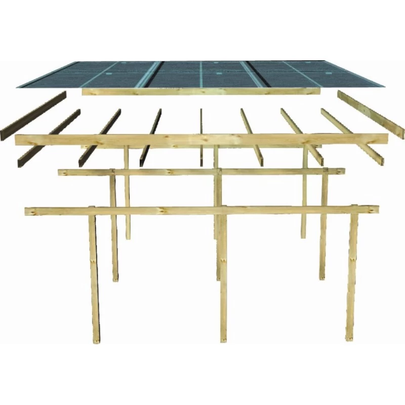 Carport Simple En Bois Autoclave Avec Toit PVC Et 1 Arc D'entrée 14,9m² - 304x490cm - Karibu – Image 4