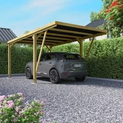 Carport Simple En Bois FSC Autoclave + Couverture En Polycarbonate 16,5m² Victor Modern - Forest Style