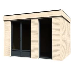 Dépendance De Jardin Décor’Home En Bois Blanc 10m² Avec Double Porte Vitrée – Décor Et Jardin