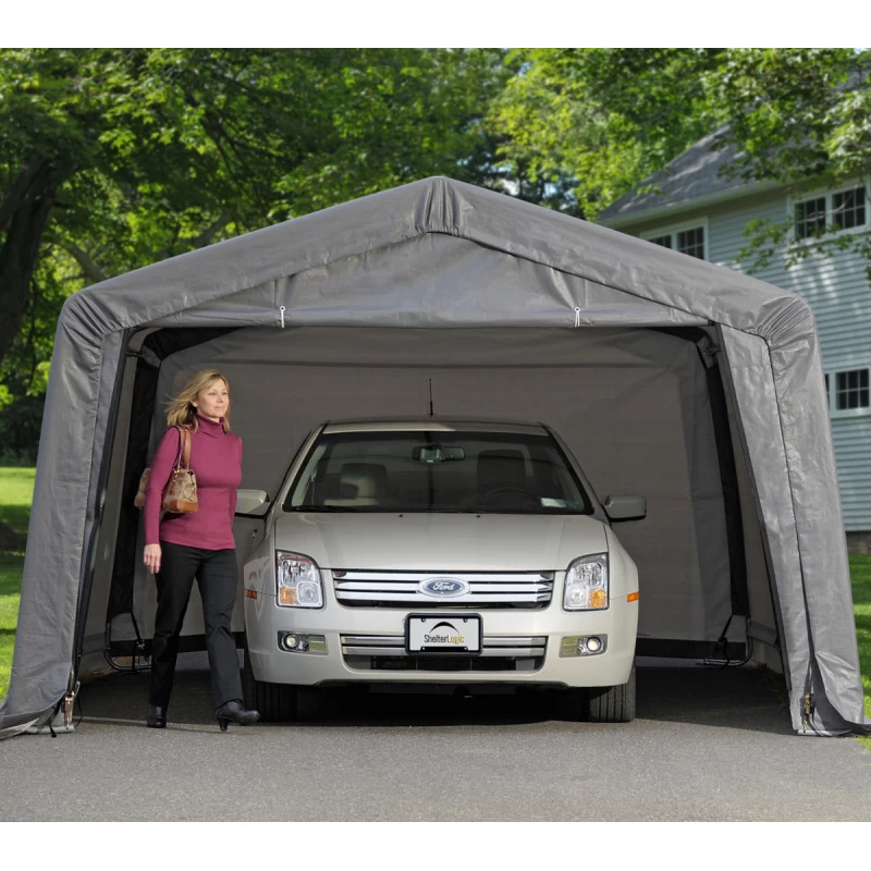 Garage Démontable 18,13m² En Acier Et Polyéthylène Gris – Shelter Logic – Image 2