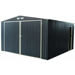 Garage Métal Anthracite Double Portes 19,61m² + Kit D'ancrage X-METAL
