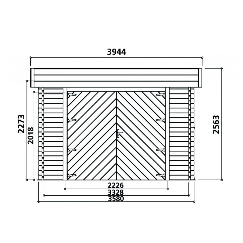 Garage Toit Plat En Bois Massif 19,26m² Madriers 40mm SOLID – Image 6