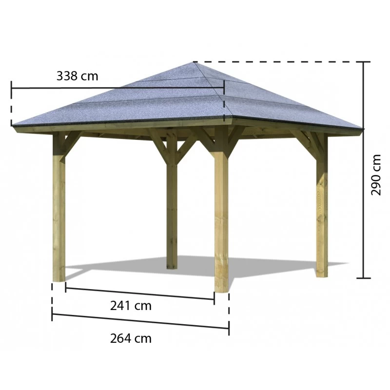 Kiosque Carré Bergen 1 En Bois FSC – 3,38x3,38m - Karibu – Image 2