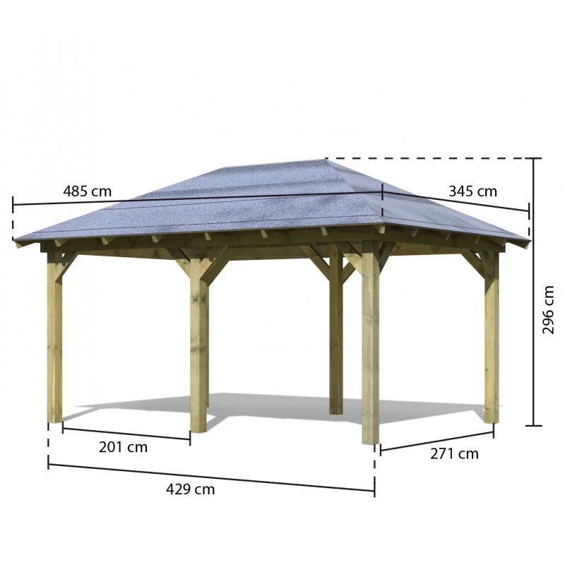 Kiosque Rectangulaire En Bois Autoclave 12,4m² Perida – Karibu – Image 2