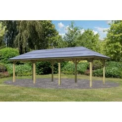 Kiosque Rectangulaire En Bois Autoclave 18,47m² Perida 2 – Karibu