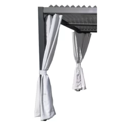 Kit De 3 Rideaux En Polyester Gris Perle Pour Pergola Seattle - Couleurs Du Monde