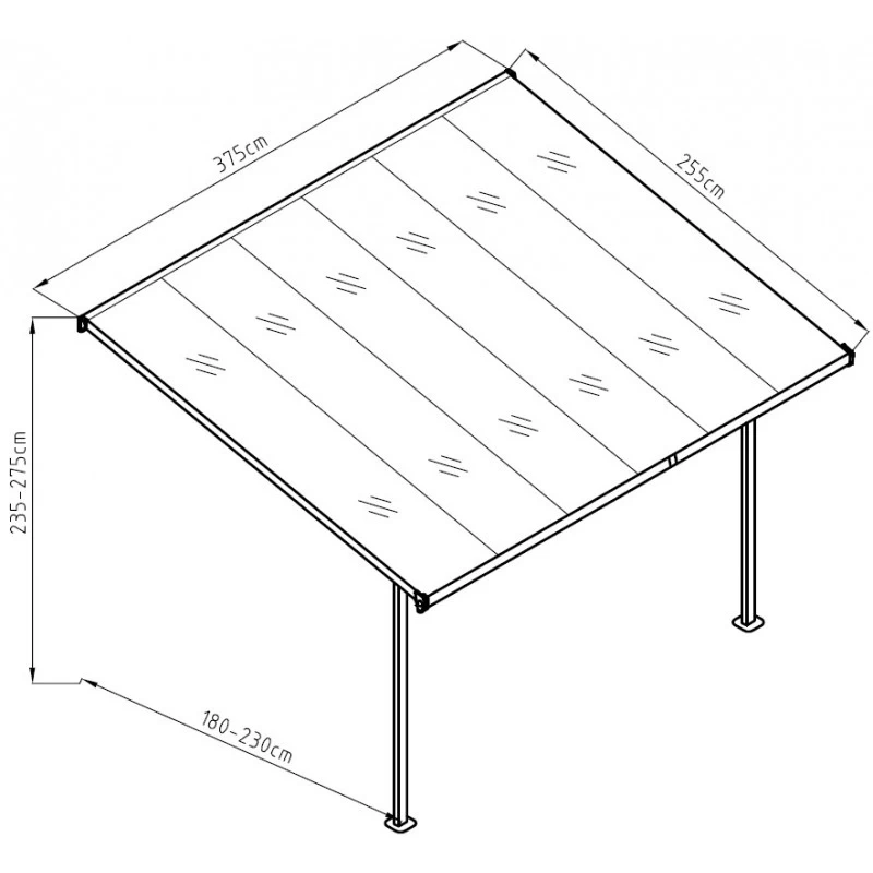 Pergola Adossée Ajustable - Toit De Terrasse En Alu 3,75x2,55m X-METAL – Image 3
