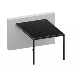 Pergola Adossée Bioclimatique En Aluminium Gris Anthracite 400x400cm Avec Lames Grises ODIN - GardenGate
