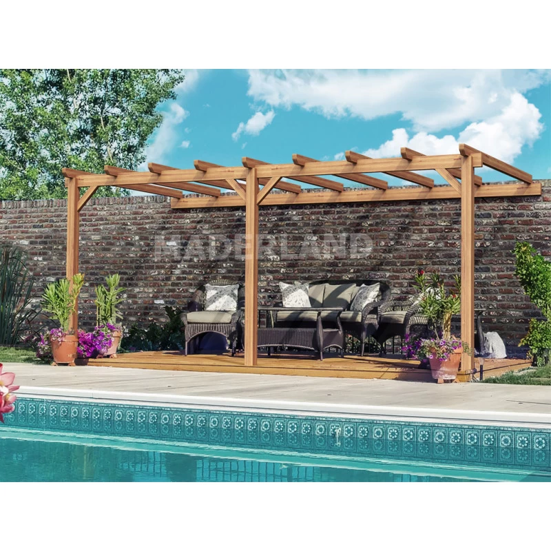 Pergola Adossée En Bois Lamellé-collé 300x300cm Palma – Maderland