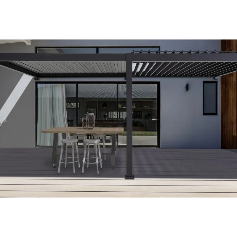 Pergola Bioclimatique Adossée En Alu Anthracite 3,6x6m Ombrea – Image 3