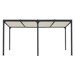 Pergola Bioclimatique Aluminium Anthracite 21,52m² + Toit Avec Lames Ovales écru HABRITA