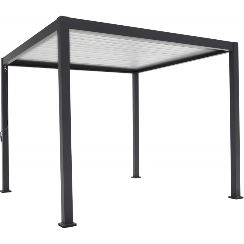 Pergola Bioclimatique Autoportante En Alu Anthracite - Lames Blanches - 3x4m Ombrea – Image 2
