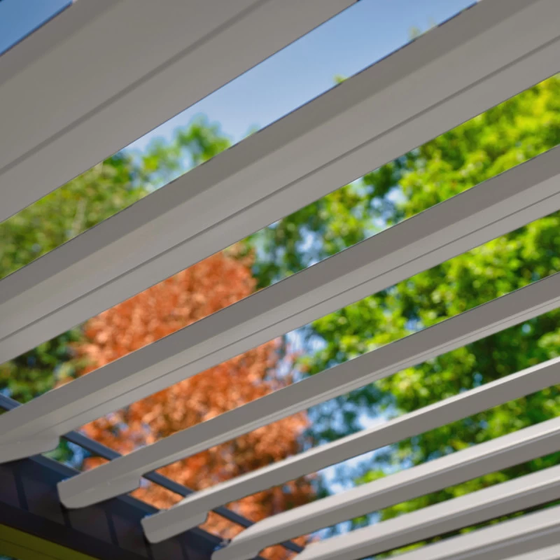 Pergola Bioclimatique Autoportante En Alu Anthracite - Lames Blanches - 3x4m Ombrea – Image 4