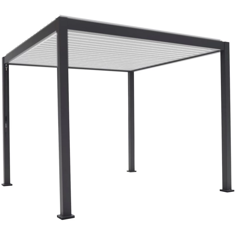 Pergola Bioclimatique Autoportante En Alu Anthracite - Lames Blanches - 3x4m Ombrea