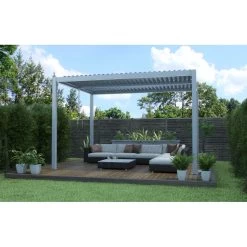 Pergola Bioclimatique Autoportante En Aluminium Gris Clair 4x3m - X-METAL