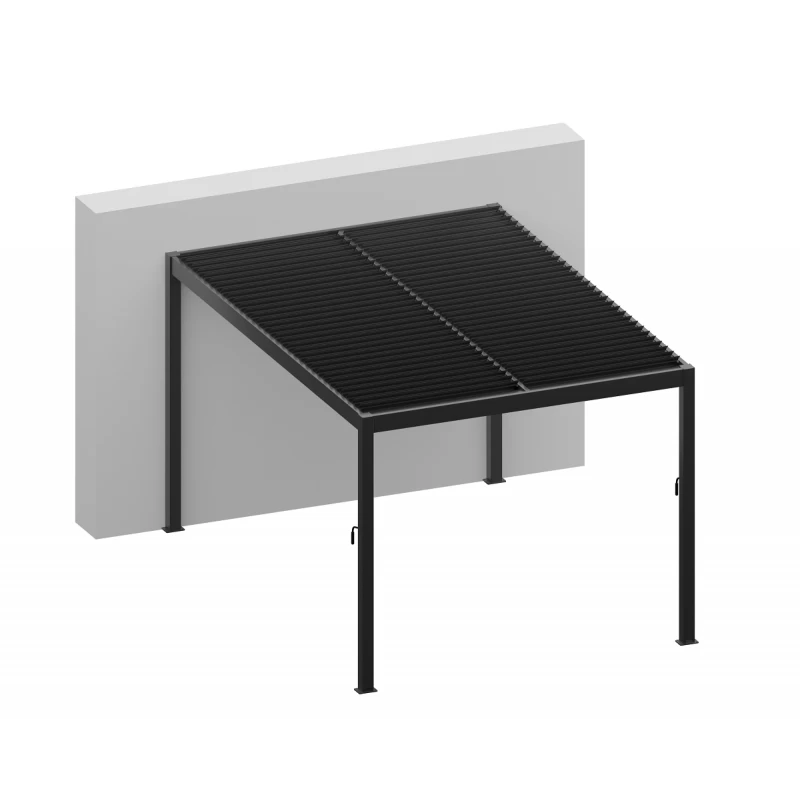 Pergola Bioclimatique En Aluminium Gris Anthracite 400x300cm Avec Lames Grises ODIN - GardenGate