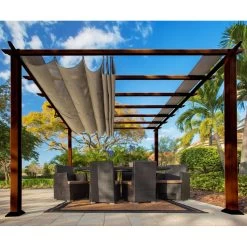 Pergola En Aluminium Marron Foncé 350x350cm Florida – PARAGON OUTDOOR