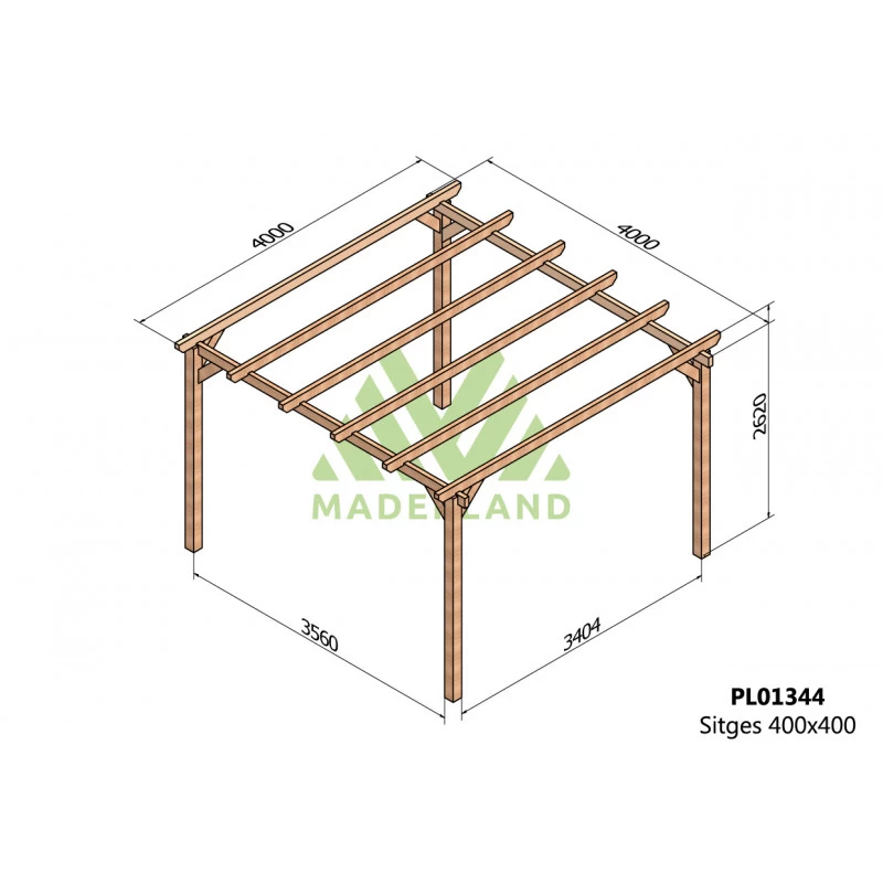 Pergola En Bois Lamellé-collé 400x400cm Sitges – Maderland – Image 2