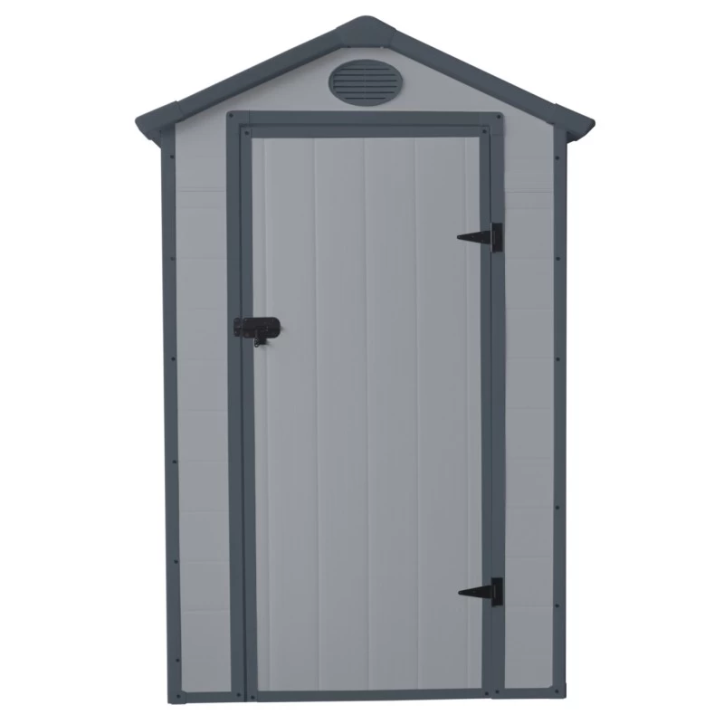 Petit Abri De Jardin En Résine Gris 1,34m² + Kit De Fondation - JOBU – Image 3