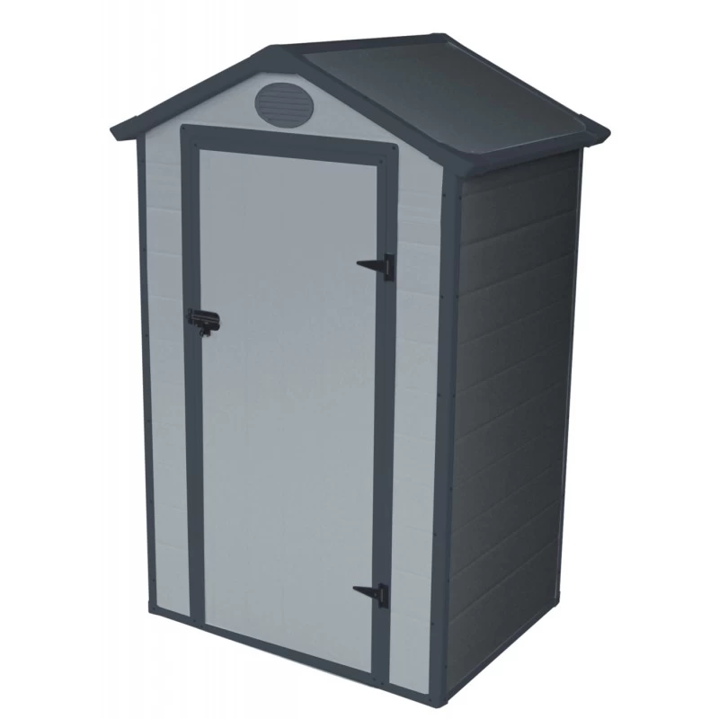 Petit Abri De Jardin En Résine Gris 1,34m² + Kit De Fondation - JOBU – Image 6