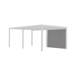 Rideau En PVC Tissé Gris Pour Côté 5,98m De La Pergola Bioclimatique Alu 21,52m² Habrita