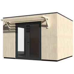 Studio Como Modulable Isolé En Bois Blanc 13m² Avec Double Porte Vitrée - Décor Et Jardin