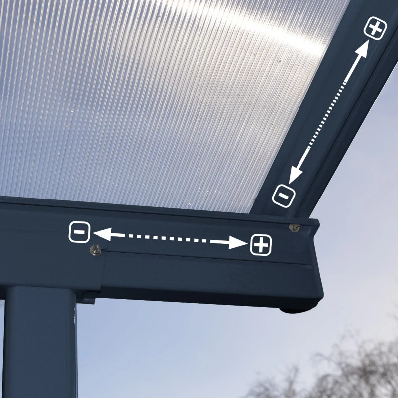 Toit De Terrasse 295x739cm En Aluminium Gris Et Polycarbonate 6mm SIERRA - Canopia By Palram – Image 4