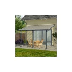 Toit De Terrasse 300x500cm En Alu Gris Anthracite Et Polycarbonate 8mm PATIO