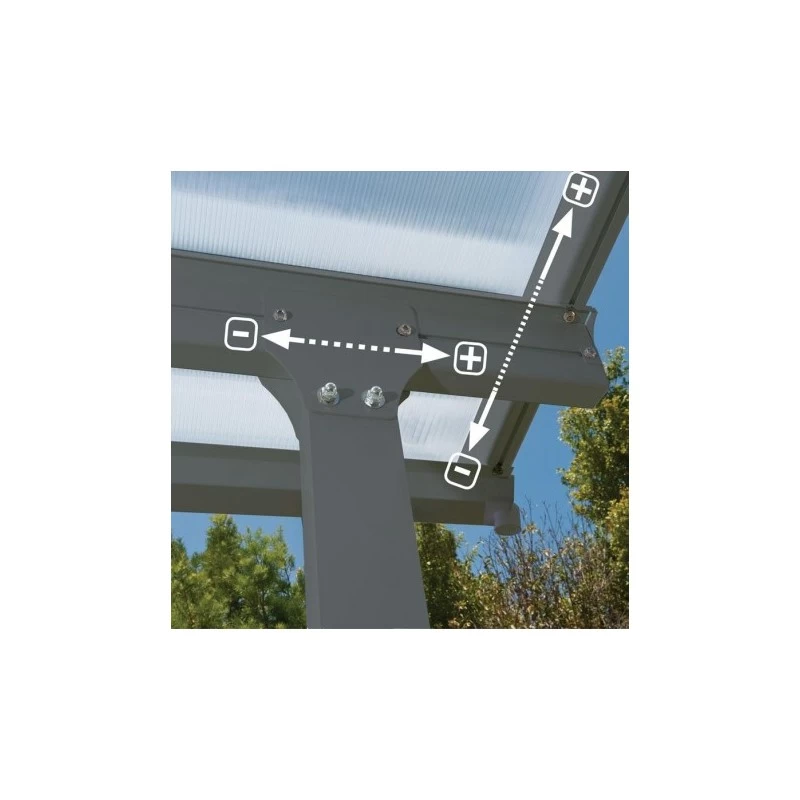 Toit De Terrasse 300x800cm En Alu Gris Anthracite Et Polycarbonate 8mm PATIO – Image 2