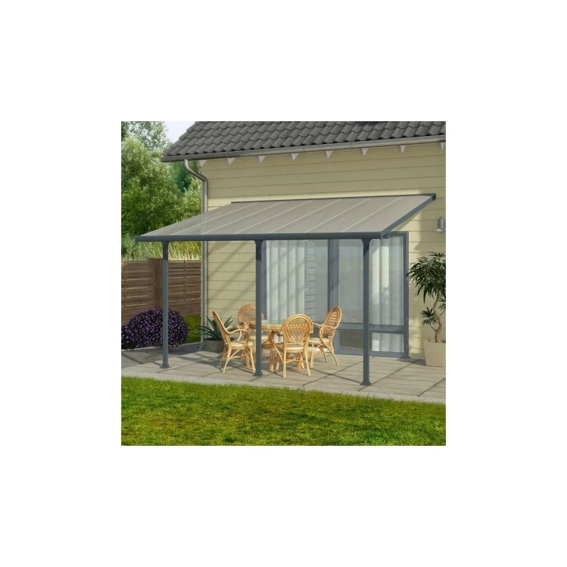 Toit De Terrasse 300x800cm En Alu Gris Anthracite Et Polycarbonate 8mm PATIO