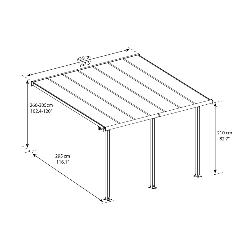 Toit De Terrasse En Aluminium Blanc 3x4,25m + PC 16mm Olympia - Palram - Canopia – Image 4