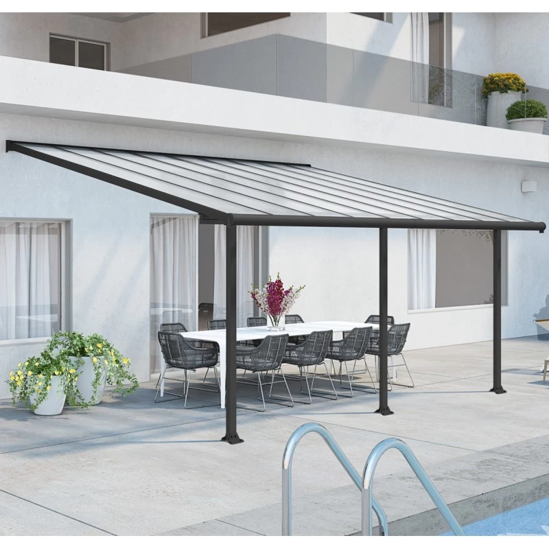 Toit De Terrasse En Aluminium Gris 3x5,46m + PC 16mm Olympia - Palram - Canopia