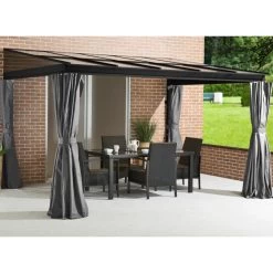 Tonnelle Adossée St. Barth 363x248cm En Aluminium Et Polycarbonate 8mm - SOJAG